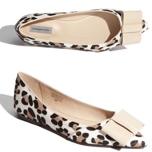 Calf Hair Pointed Flat Leather Bow Audrey Hepburn!
